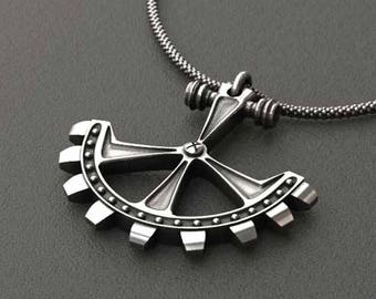 Gear Pendant - (Sterling Silver 925, Made in Italy )