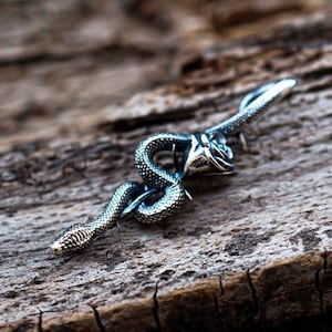 Snake Rose Pendant | Sterling Silver 925 | Made in Italy | FEEL NO PAIN