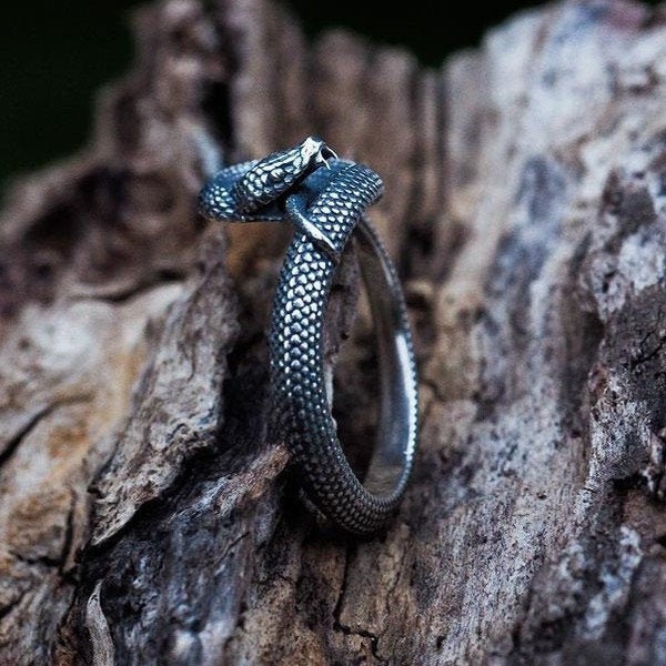 Bague serpent Ouroboros | Argent 925 | Fabriqué en Italie | NE RESSENTEZ AUCUNE DOULEUR