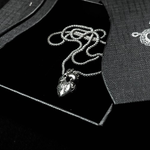 Anatomical shops Heart Necklace - (Sterling Silver 925, Made in Italy )