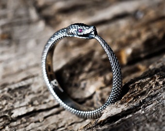 Classic Ouroboros Snake Ring | Sterling Silver 925 | Made in Italy