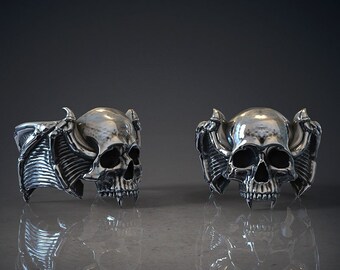 Anillo de calavera de vampiro Plata 925 Made in Italy NO