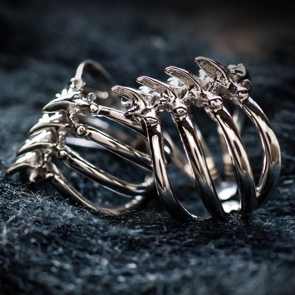Anatomical Rib Cage Ring | Sterling Silver 925 | Made in Italy | FEEL NO PAIN