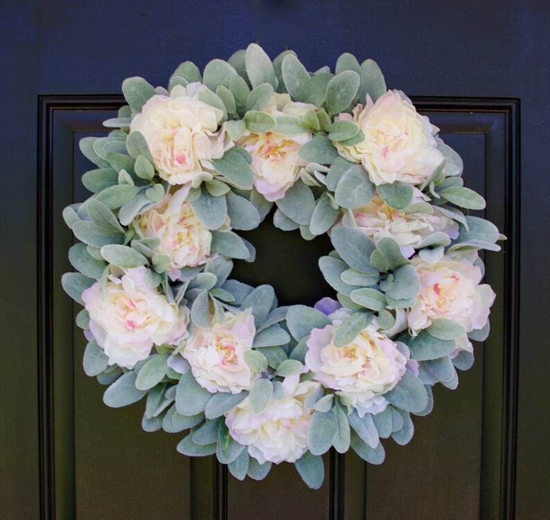 Lamb's Ear Wreath Peony Wreath Wedding Wreath Pink Etsy
