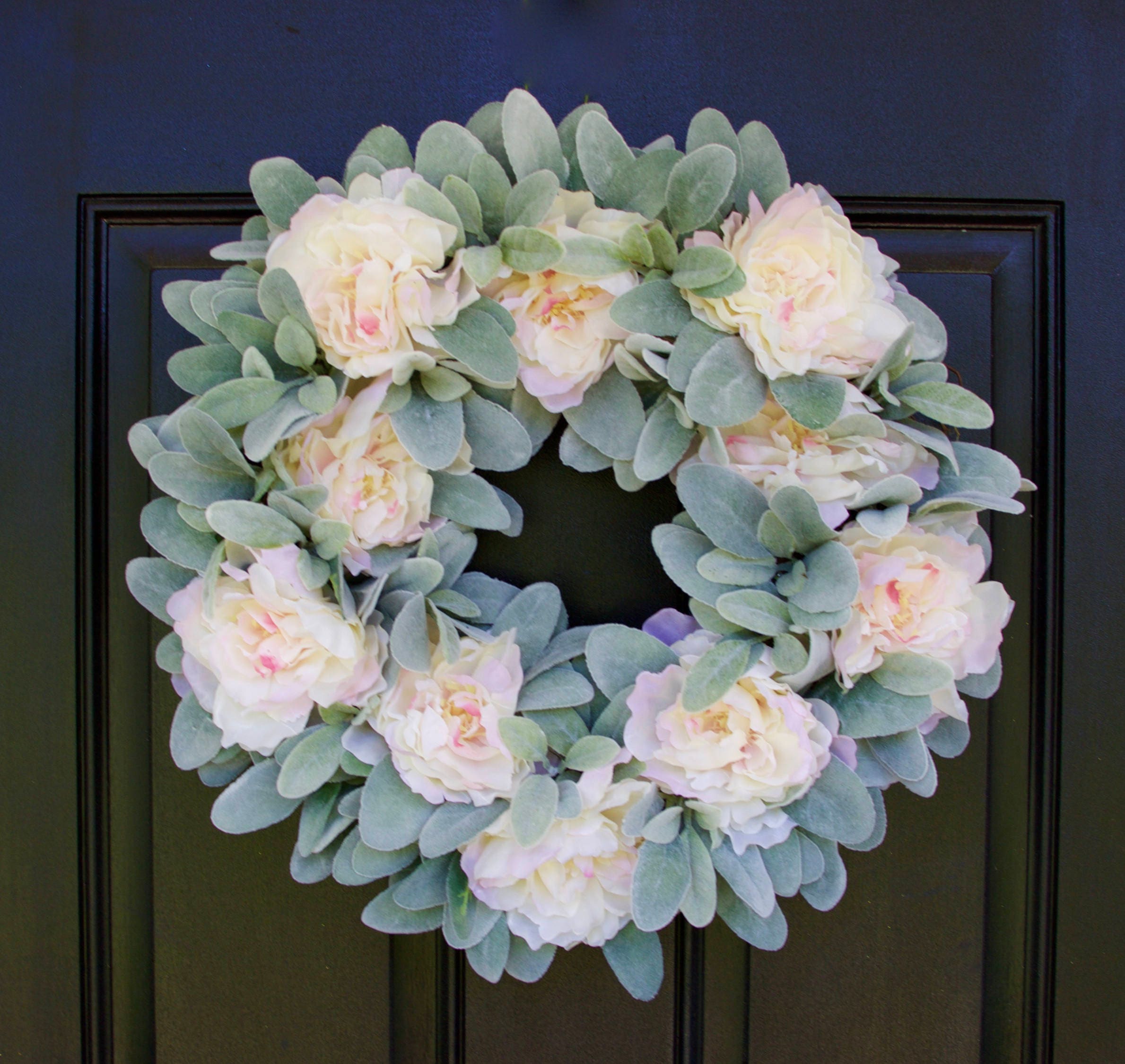 Lamb's Ear Wreath Peony Wreath Wedding Wreath Pink Etsy