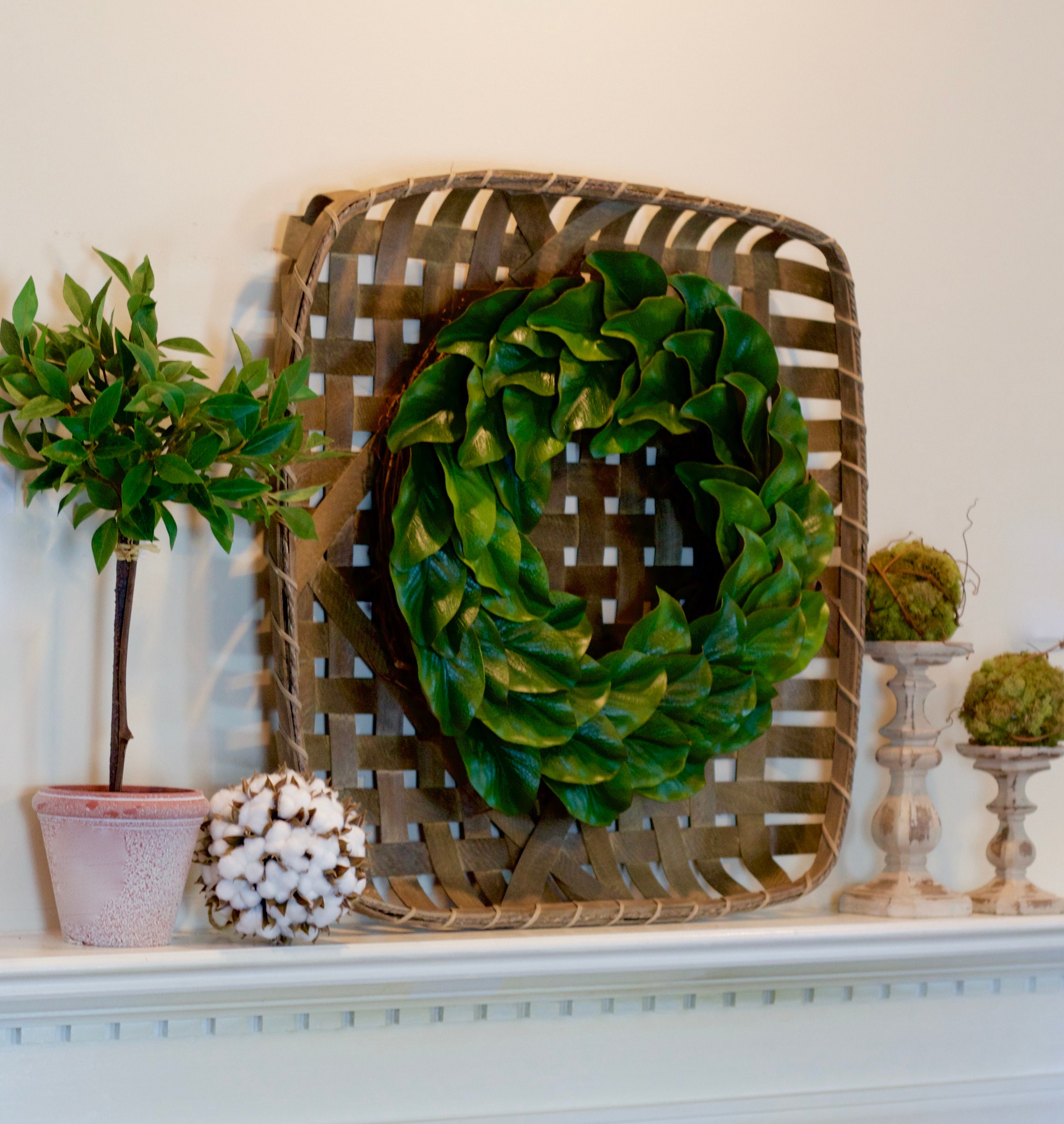 27 Magnolia Boxwood Tobacco Basket Farmhouse Boxwood Etsy