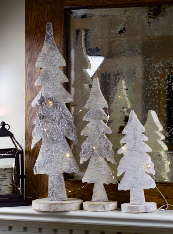 Wooden Birch Christmas Trees Tabletop Christmas Tree Holiday Etsy