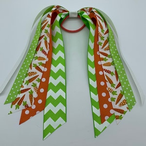 Easter Hair Streamer, Carrot Hair Streamer, Ponytail Streamer, Easter Bow, Carrot Bow