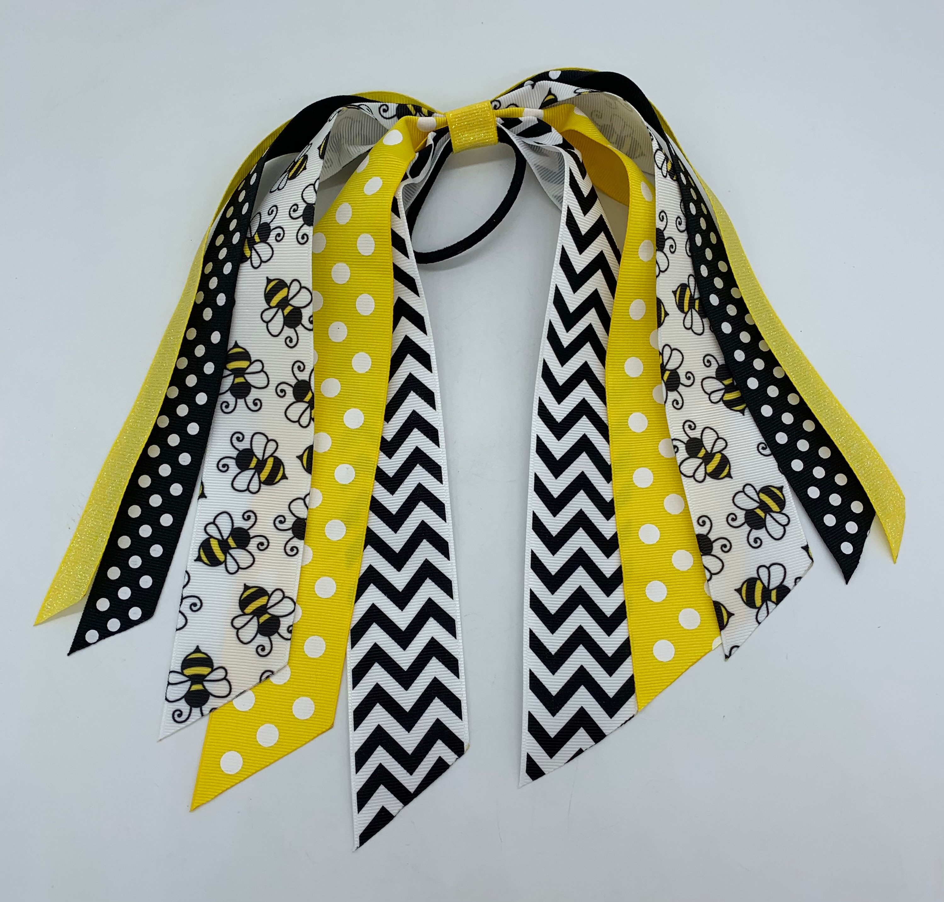 Bee Hairtie, Bumble Bee Hair Tie, Ponytail Holder, Hair Streamer, Bee Bow, Ponytail Streamer, Party Favor