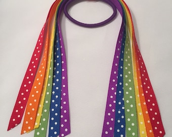 Rainbow Hair Streamer, Colorful Hair Tie, Ponytail Holder, Hair Streamer, Cheerleader Hair Bow, Ponytail Streamer, Pride Bow