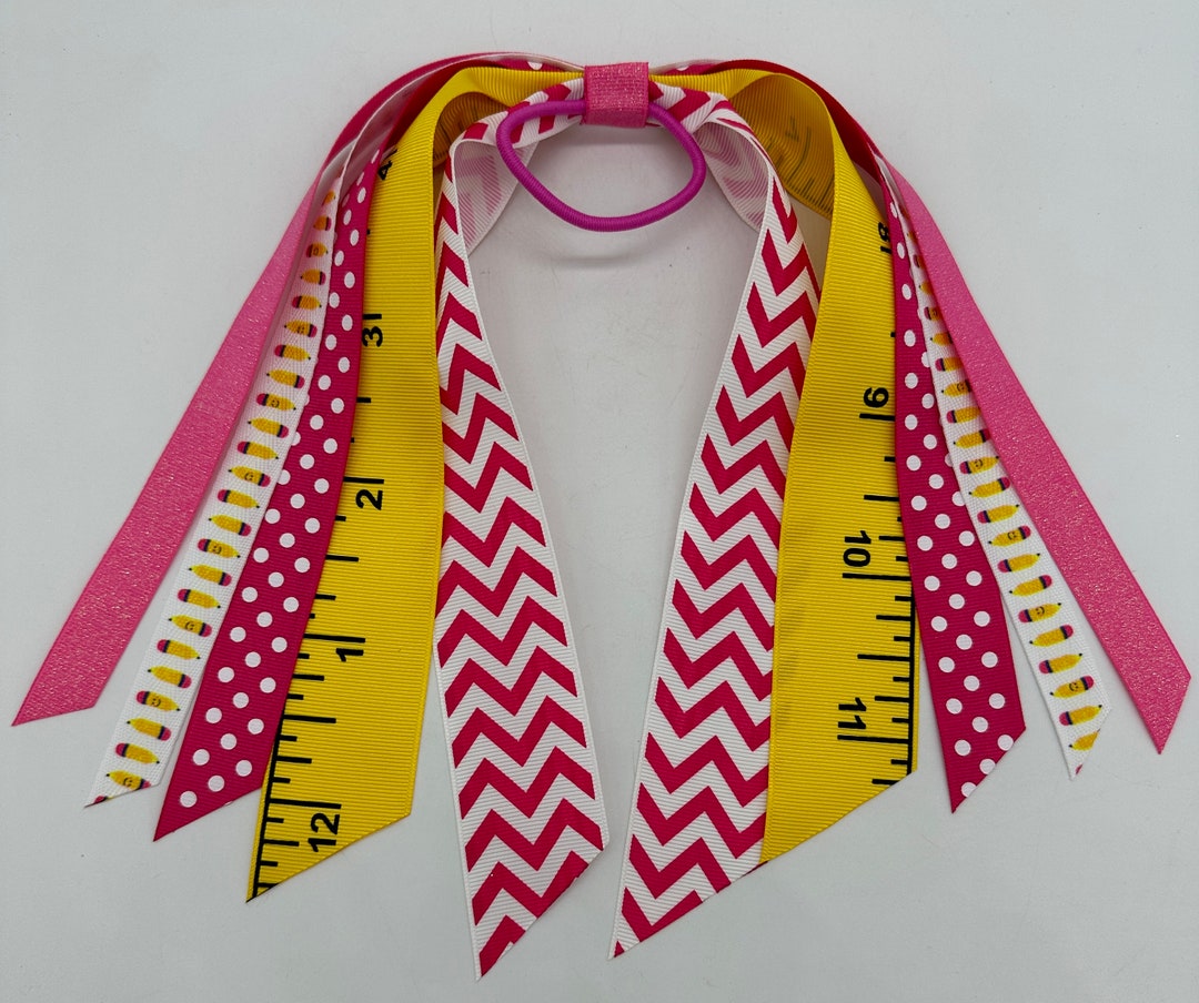 Pencil Bow, Back to School Hairtie, Back to School Bow, Ruler Bow ...