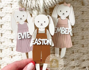 Personalized Bunny Easter Basket Tag | Acrylic Name Tag