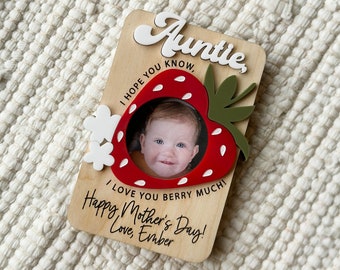 Fridge Photo Magnet | Mother's Day Gift | Wallet Size Photo Frame | I love you berry much | Gift for Grandma | Gift for Mom