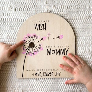 Letrero de diente de león con huella dactilar para hacer uno mismo / Regalo para el Día de la Madre para niños