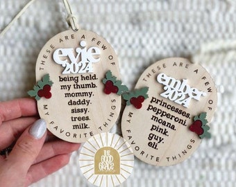 Kids Christmas Ornament |  My First Christmas Ornament | Kid's Keepsake Ornament | Kid Yearly Ornament | Favorite Things Ornament
