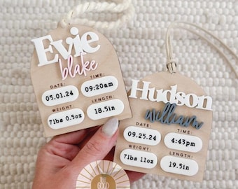 Birth Stat Sign Ornament | Baby&#39;s 1st Christmas Ornament | Baby Christmas Ornament | 2024 Christmas Ornament | Birth Stat Keepsake