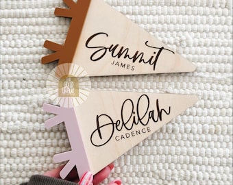 Pennant Name Sign | Mini Baby Name Sign | Name Announcement | Hello My Name Is Sign | Fresh 48 Sign | Name Announcement Sign