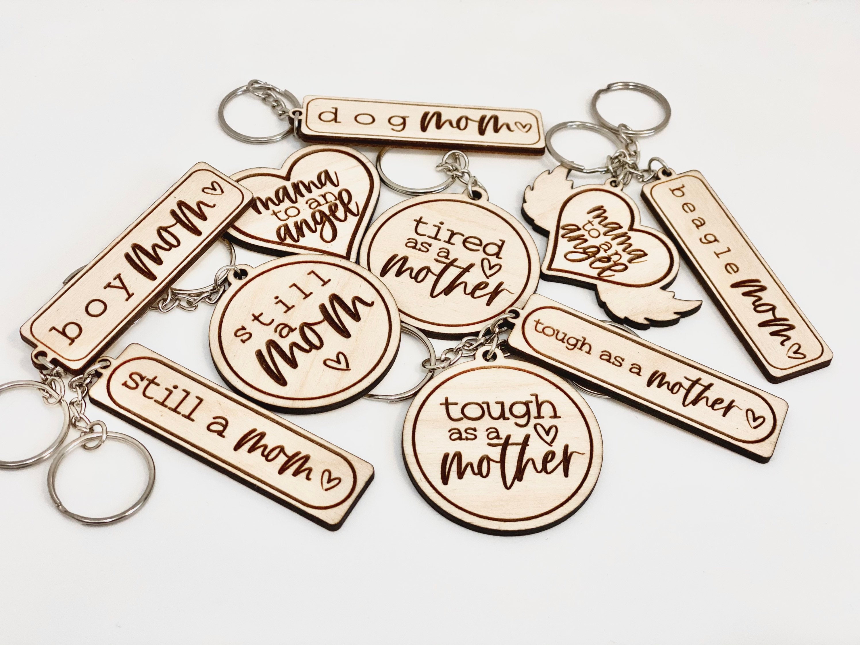 Mom keychains wood keychains engraved keychains Etsy