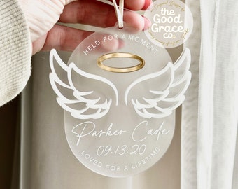Miscarriage Ornament | Angel Wings, Mirrored Halo | Infant Loss Memorial