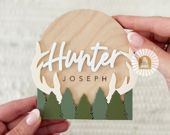 Boy Hunting Name Sign | Mini Baby Name Sign | Name Announcement | Baby Boy Nursery | Baby Name Sign | Fresh 48 Sign | Name Announcement Sign