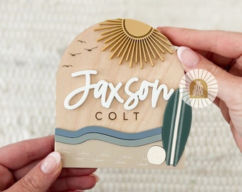 Boy Surf Name Sign | Mini Baby Name Sign | Name Announcement | Baby Boy Nursery | Baby Name Sign | Fresh 48 Sign | Name Announcement Sign