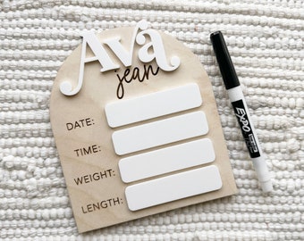 Birth Stat Sign | Erasable Birth Stat Sign | Name Sign | Fresh 48 Sign | Baby Name Sign | Name Announcement | Nursery Sign | Boho Nursery