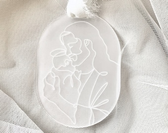 Jesus Holding Baby Ornament | Miscarriage Stillbirth Memorial, Frosted Acrylic