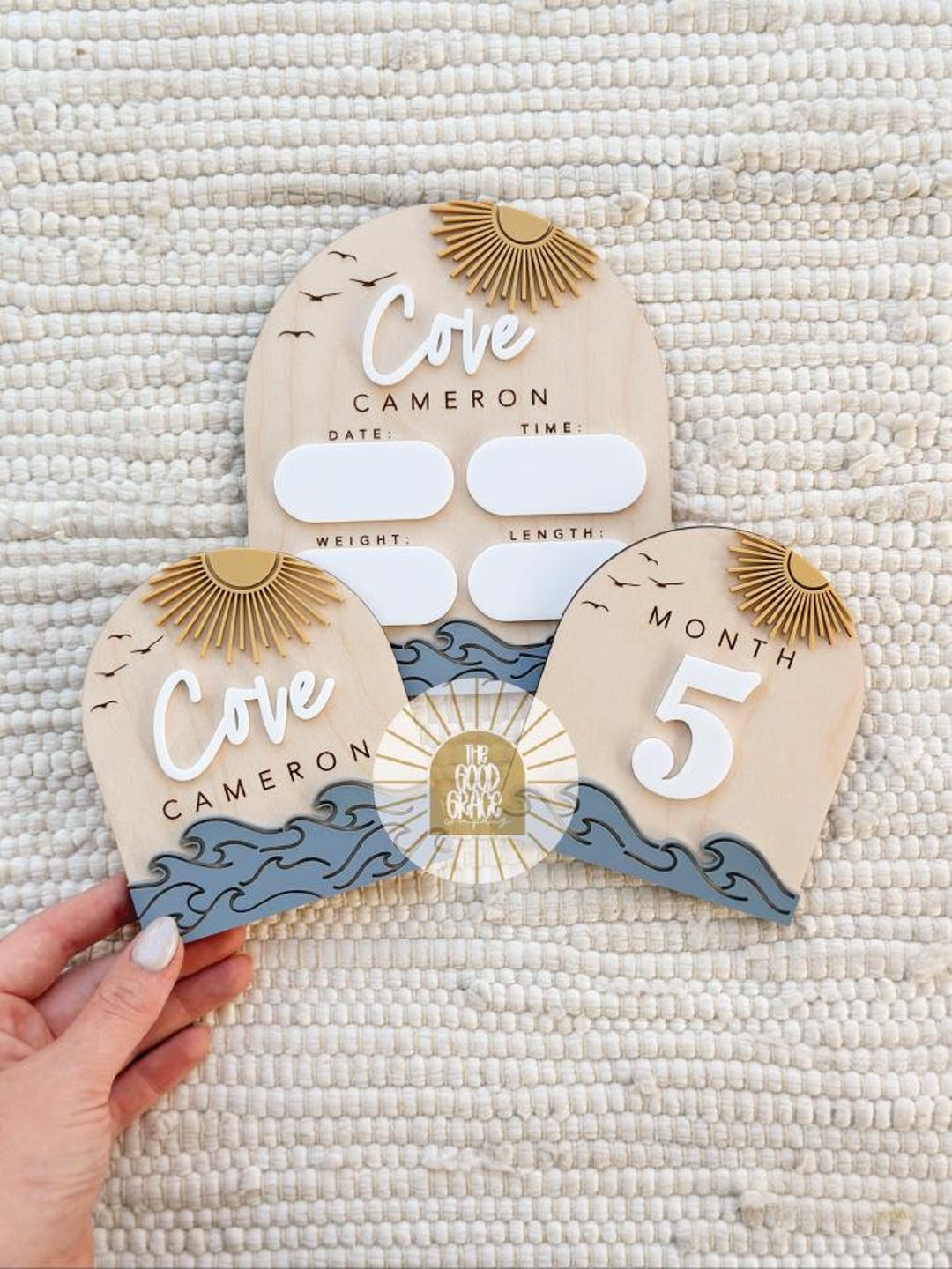 Ocean Name Sign | Mini Baby Name Sign | Name Announcement | Baby Boy ...