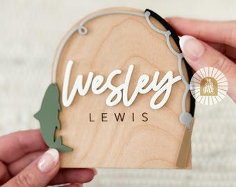 Fishing Name Sign | Mini Baby Name Sign | Name Announcement | Baby Boy Nursery | Baby Name Sign | Fresh 48 Sign | Name Announcement Sign