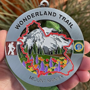 Wonderland Trail Medal / Ornament (Mt Rainier) with optional engraving / personalization
