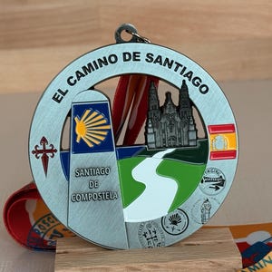 Medalha / Ornamento do Caminho de Santiago com gravação / personalização GRÁTIS