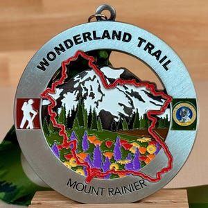Wonderland Trail Medal / Ornament (Mt Rainier) with optional engraving / personalization