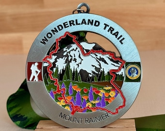 Wonderland Trail Medal / Ornament (Mt Rainier) with optional engraving / personalization