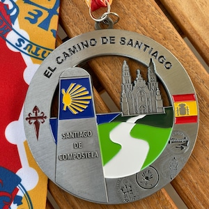 Medalha / Ornamento do Caminho de Santiago com gravação / personalização GRÁTIS