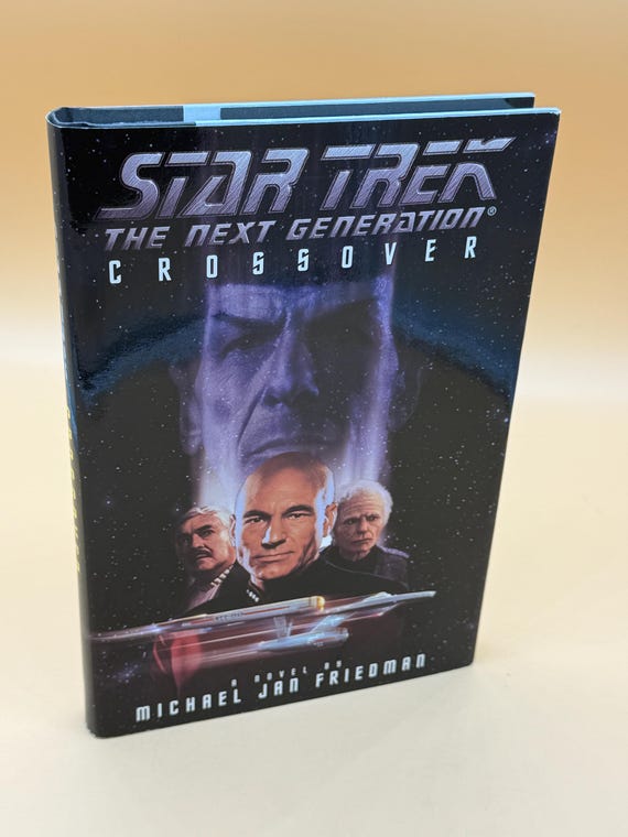 Star Trek The Next Generation Crossover a Novel by Michael Jan Friedman Science Fiction books Sci Fi gift books Trekkie adventure books