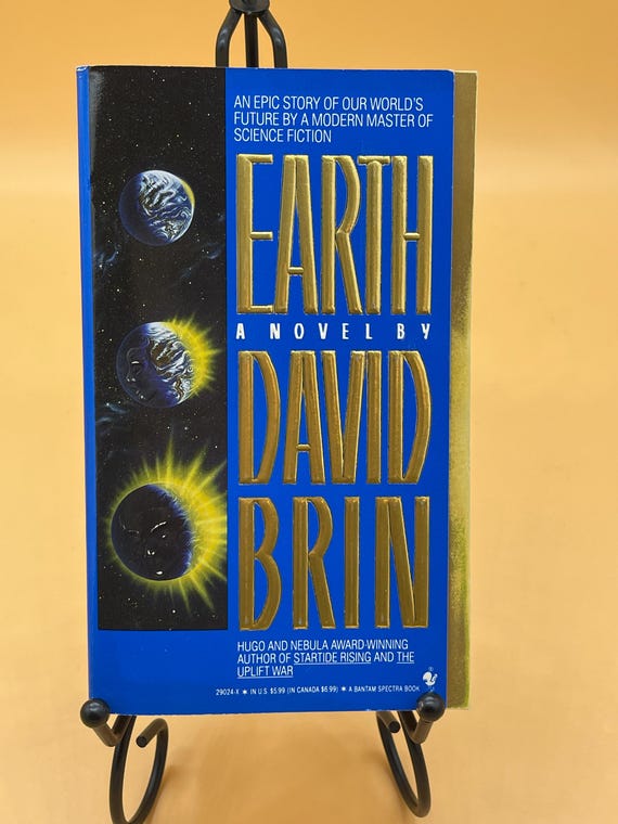 Earth A Novel by David Brin 1991 Bantam Books Mass Market Paperback Science Fiction books Sci Fi novels Sci Fi gift books vintage paperbacks