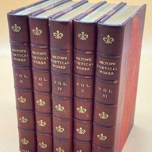 Rare Books Milton&#39;s Poetical Works 5 Volume set (one missing) 1835 John Macrone Publishing, London Collectible Books for Readers Gifts