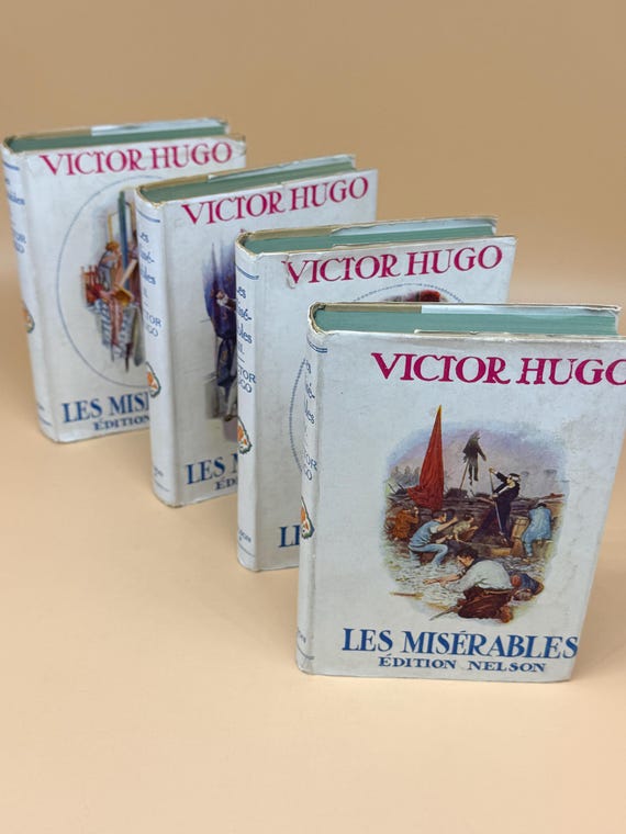 Les Misérables par Victor Hugo 4 volumes 1950 Paris Nelson Editeurs  FRENCH LANGUAGE EDITION  Classic French literature rare books