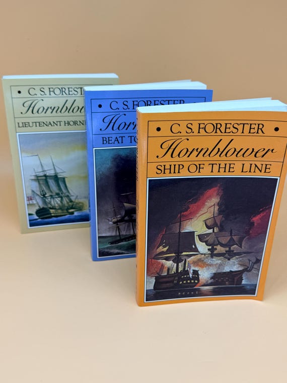 Three by C.S. Forester Horatio Hornblower novels; Ship of the Line, Lieutenant Hornblower, Beat To Quarters Maritime historical fiction