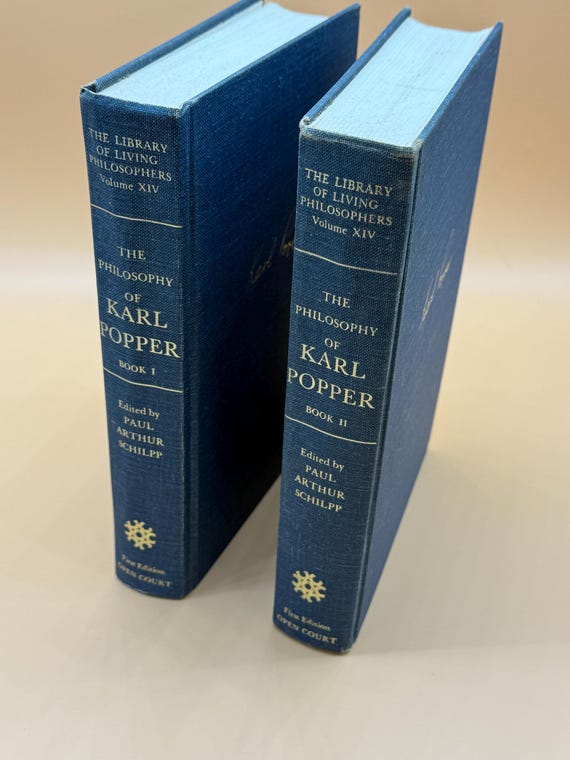 The Philosophy of Karl Popper Book One and Book Two 2 volume set 1976 First Edition Open Court Publishing Philosophy books Metaphysical