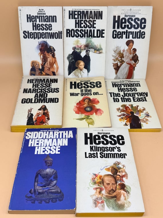 Book set of 7 Hermann Hesse vintage paperbacks Bantam Books circa 1740-74  Steppenwolf Gertrude Rosshalde If The War Goes On Siddhartha etc