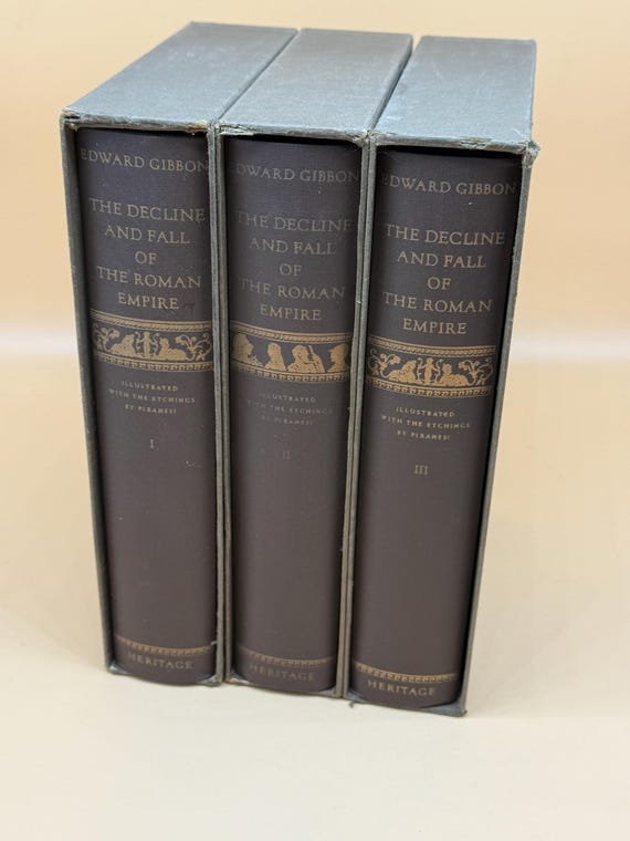 The Decline and Fall of the Roman Empire by Edward Gibbon 3 volume set 1946 Heritage Press History Books Roman history Collectible Books