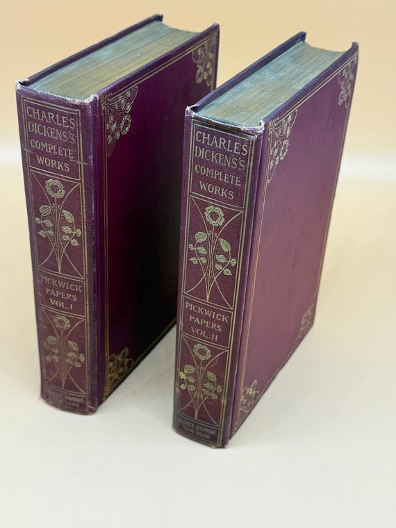 The Pickwick Papers by Charles Dickens Two Volume Set 1924 George Sproul Bardell Limited Edition #222 of 1000 Classic Literature Rare Books