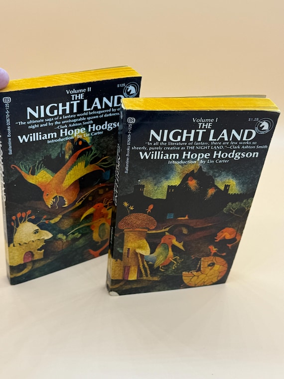The Night Land by William Hope Hodgson Two Volume set, Vol. 1 and Vol. 2  1972 Ballantine Books Horror fantasy books rare book sets