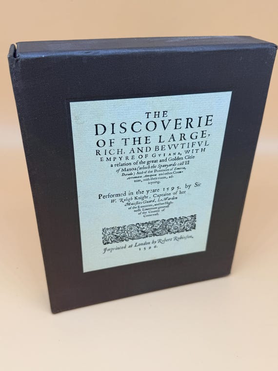 The Discoverie of Guiana Sir Walter Scott 1596 The Discoveries of the World Antonioi Galvao 1601 Facsimile 1966 World Publishing w clamshell