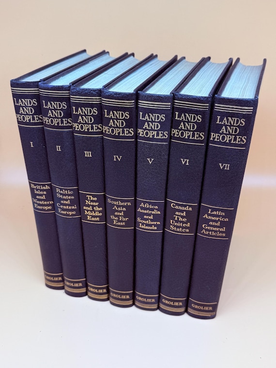 Lands and People The World in Color 7 Vol Set 1963 Grolier Publishing World history books sets