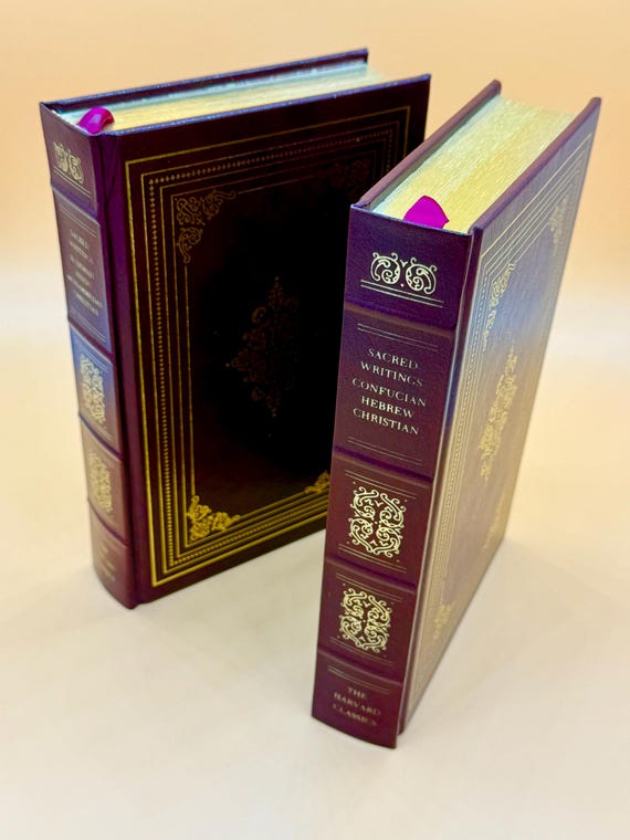 Harvard Classics 2 volume set Sacred Writings 1980 Grolier Confucian Hebrew Christian Buddhist Hindu Mohammedan Religious History Books