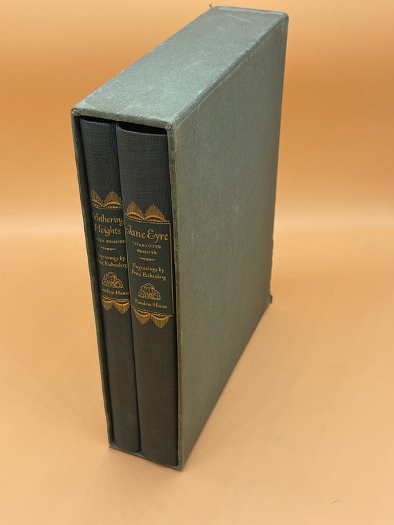 Rare Books Wuthering Heights Emily Brontë  Jane Eyre Charlotte Brontë Two Volume Slipcased Illustrated by Fritz Eichenberg Random House 1943