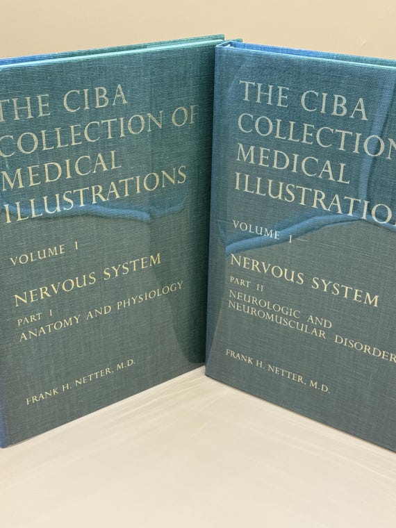The CIBA Collection of Medical Illustrations Volume One part one and two (2 volumes) First Printing 1983 Medical Art Book gifts Doctors book