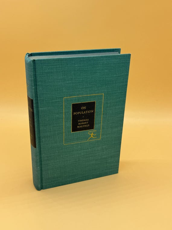On Population by Thomas Robert Malthus 1960 Modern Library Philosophical History books